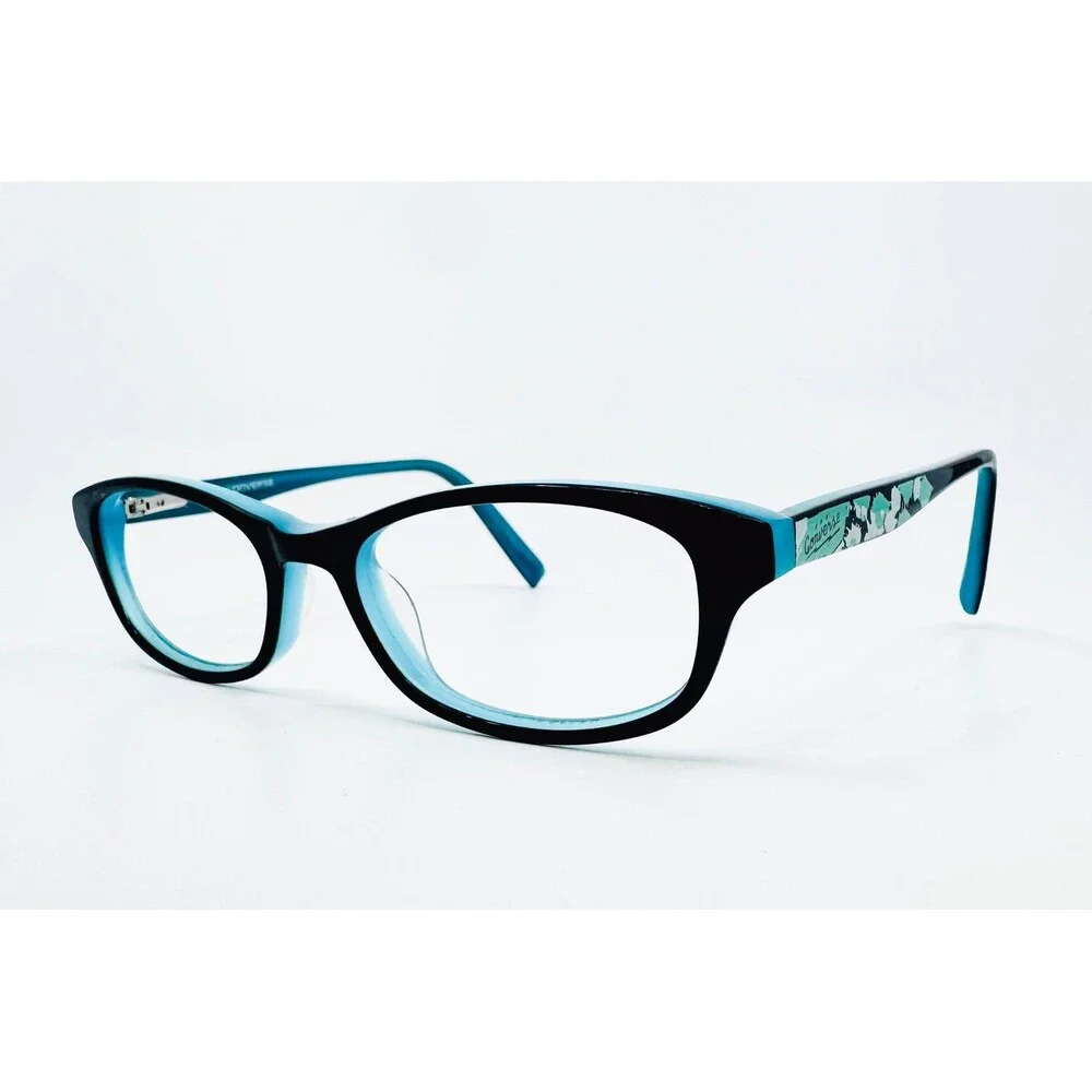 Converse Eyeglass Frames Kids Black Blue K015 Floral Temple 47-16-130